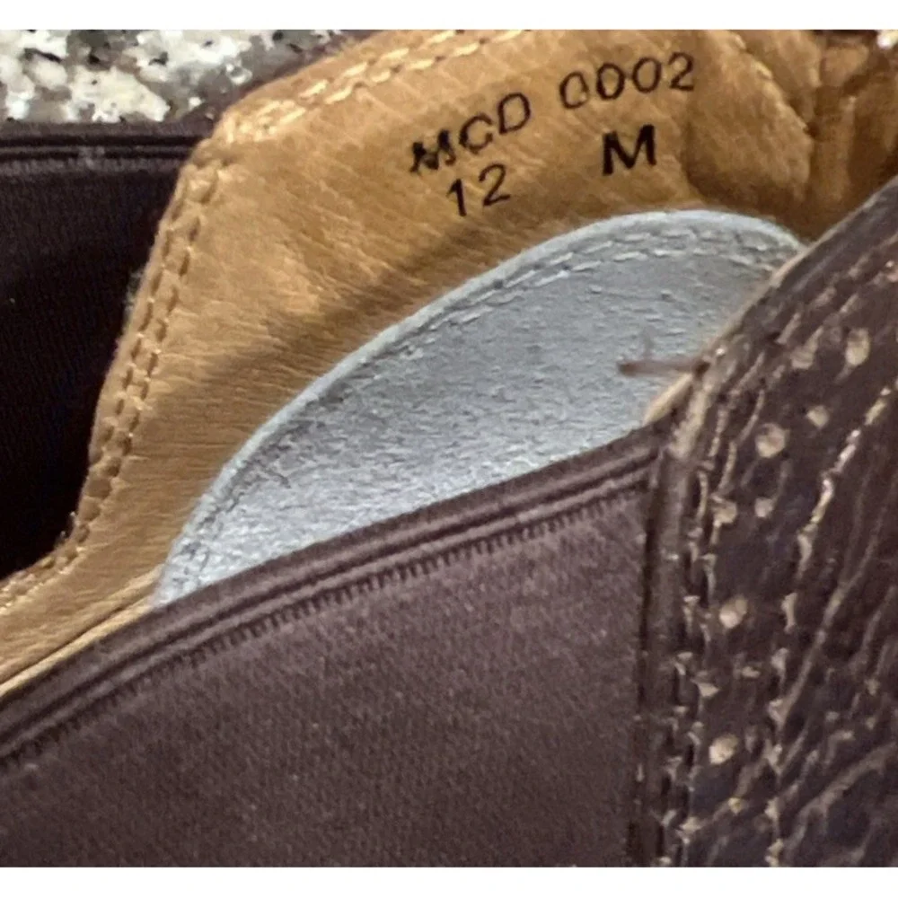 Twisted X Cow Dog Slip-On Men Brown Leather Western Ankle Boots Size 12 MCD0002
